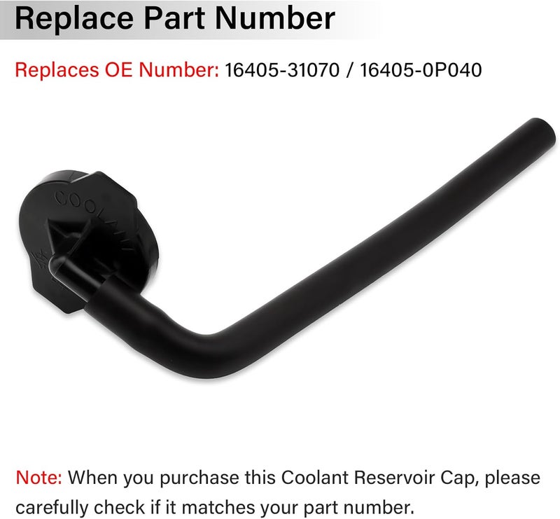 ROOTMUTIFY 16405-0P040 Coolant Reservoir Cap, Compatible with 2011-2017 Toyota Sienna, 2010-2015 Lexus RX350 RX450h Replaces 16405-31070 - Image 3